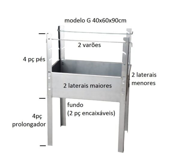Churrasqueira grande 40cm x 60cm - Imagem 3